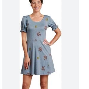 TOAD & CO Laurel Short Sleeve Dress Blue Floral XS